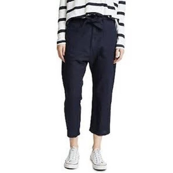 The Great Navy Convertible cotton Linen Belted Pants sz 3/Large - Picture 2 of 7